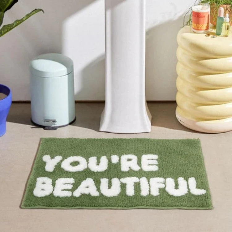 You're Beautiful Bath Mat Green